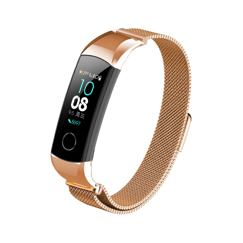 Миланская группа Loop For Honor Band 4 5 Ремешок из металла Для Huawei Honor Band 4 Браслет из нержавеющей стали Браслет Для чести Band 5 - Цвет ремешка: Milanese Rose gold