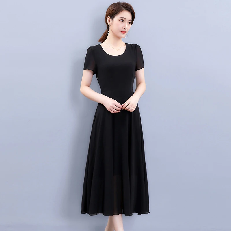 Женское шифоновое красное летнее длинное черное платье макси 2020 корейского