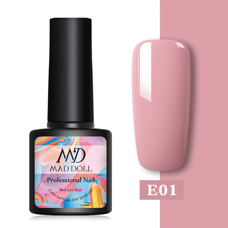 E01 MAD DOLL, 8 мл, Гель-лак для ногтей, красный, синий, фиолетовый, смешанные цвета, отмачивается от УФ-лака, долговечный гель для дизайна ногтей - Цвет: E01