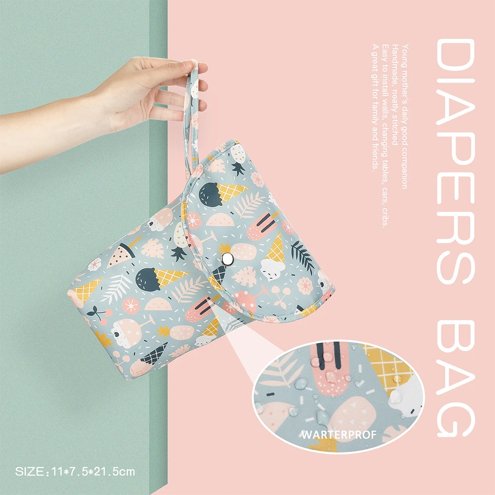 

2021 New Baby Diaper Bag Organizer Reusable Waterproof Fashion Prints Wet/Dry Cloth Bag Mummy Storage Bag Travel Nappy Bag