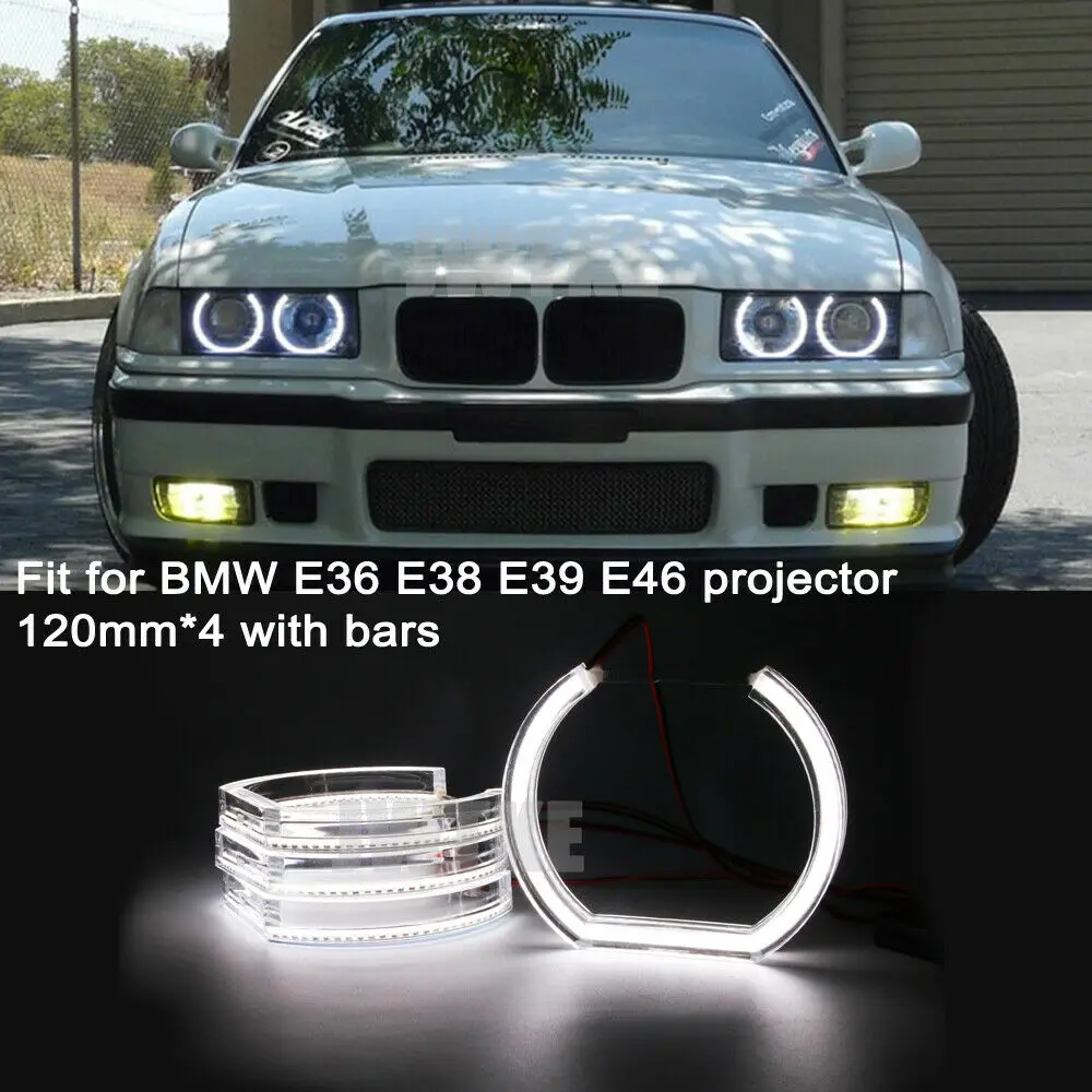 

Автомобисветильник светодиодные фары «ангельские глазки», дневные ходовые огни в стиле DTM, поворосветильник фары для BMW E36, E46, E90, E92, F30, автом...