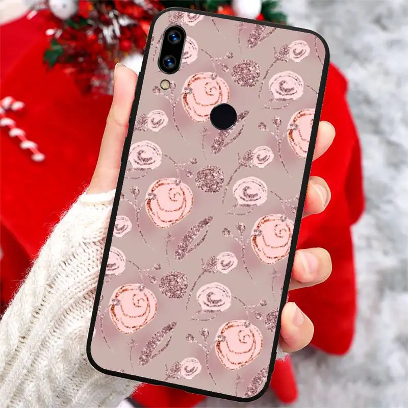 

Glitter Love Gold Rose Phone Case For Xiaomi Redmi note 7 8 9 t k30 max3 9 s 10 pro lite Anti-fall protective funda