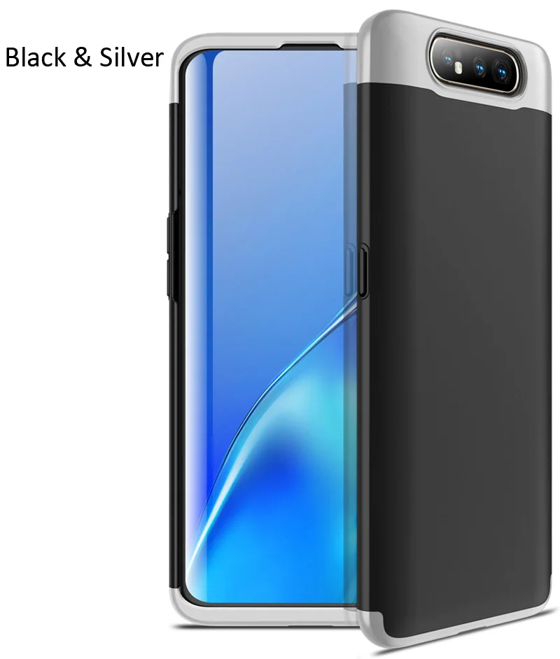 Чехол gkk для samsung Galaxy A80 A90 с полной защитой - Цвет: Black Silver