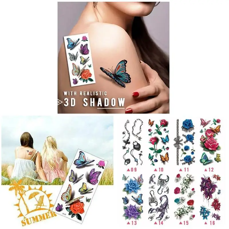 Временные татуировки для боди арта набор 3D искусственная татуировка взрослых