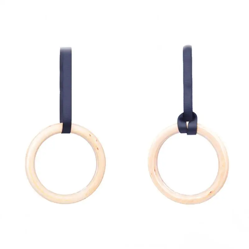 

2PCS/Set 23.5cm Diameter Wooden Exercise Fitness Gymnastic Rings Gym Training Exercise with Buckle Straps Pull Ups Muscle Ups