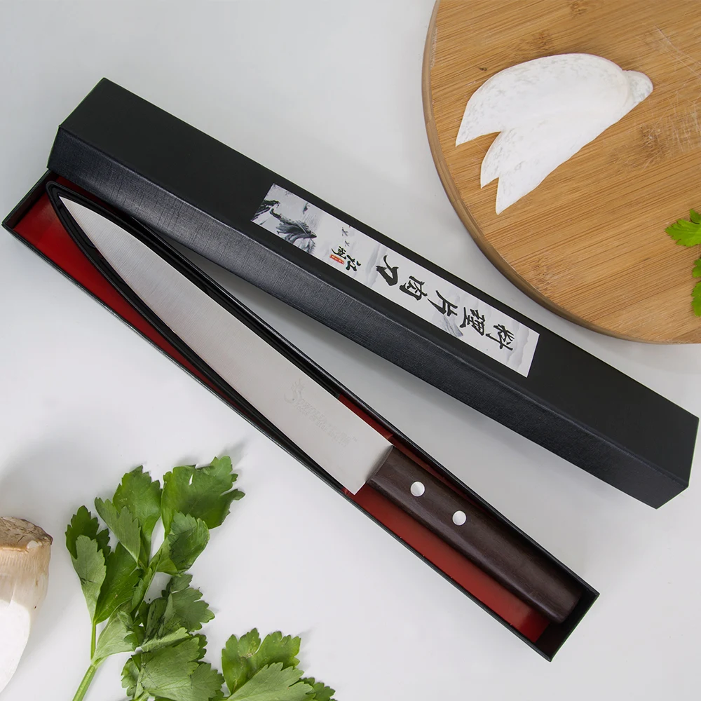 Нож для суши и филе рыбы из стали "Дамаск" 8 дюймов с антипригарным покрытием и острым лезвием, японский кухонный нож.