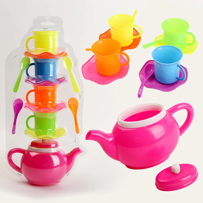 [Funny] Play house tea set toys teapot cup spoon sets toy Safe material Pour water and drink game kids baby gift | Игрушки и хобби