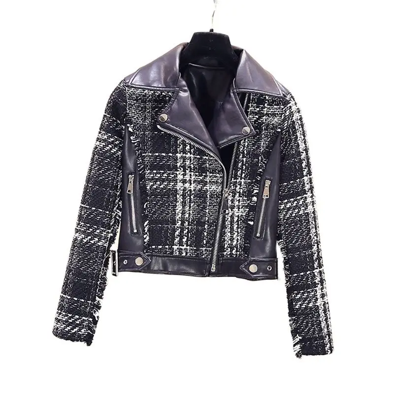 

leather women 2020 Korean splice short wash PU jacket leather blazers women leather blazers women learher coats biker jacket