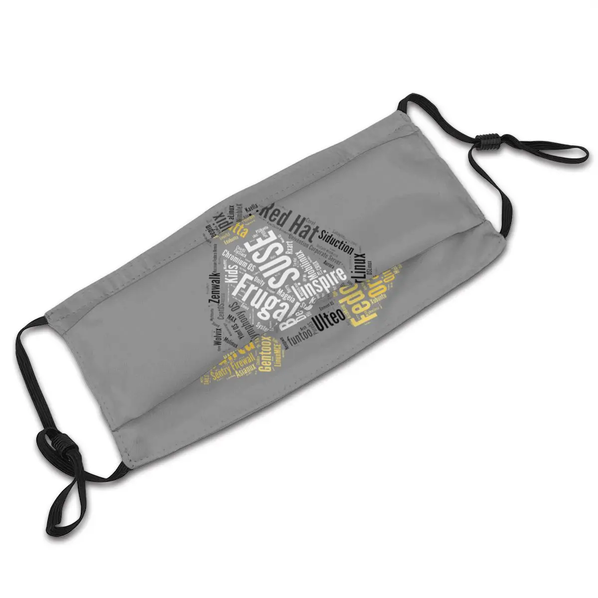 

Tux Typo Linux Distro Distribution Ubuntu Unisex Reusable Face Mask with Filter Dust Mask Respirator Mouth Muffle