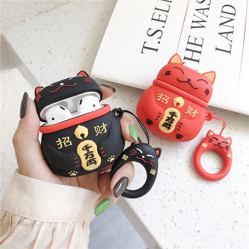 

Lovely Case for Airpods Pro Japanese Style Lucky Cat Silicone Earphone Case For Apple Airpods 1 2 Cute Silicone Protective Cover