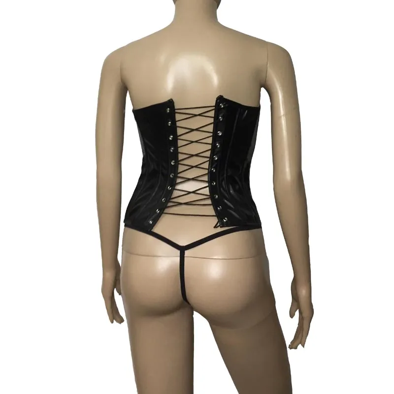 Сексуальный корсет бюстье из искусственной кожи с тремя способами шнуровки