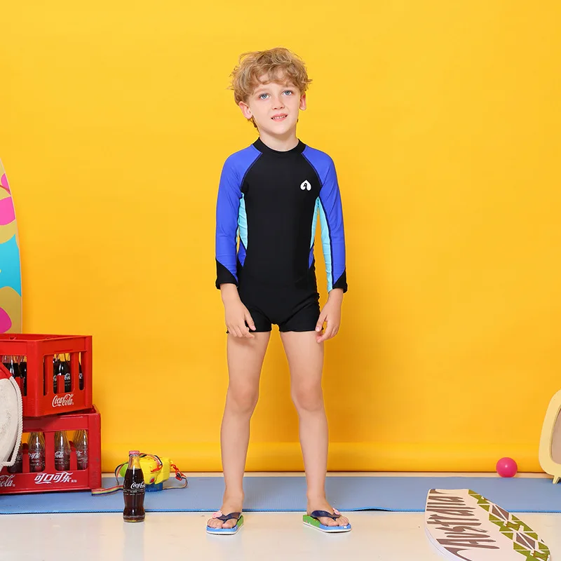 Детский купальный костюм цельнокроеная одежда для плавания с длинными рукавами
