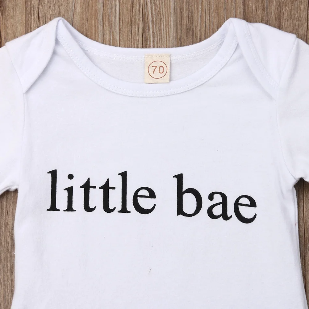 Одежда для новорожденных девочек; боди с короткими рукавами и принтом «Little Bae»; джинсовые шорты; повседневная одежда