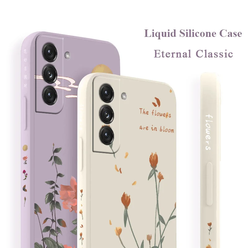 The Rose Silicone Case For Samsung Galaxy S22 S21 S20 FE S10 Note 20 10 A72 A52 A32 A71 A51 A31 A21S 4G 5G Soft Phone Back Cover