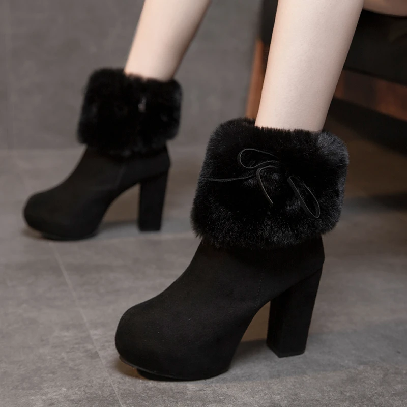 

Европейские и американские замшевые модные сапоги женские Осень/Зима 2021 Новые короткие сапоги на очень высоком каблуке женские сапоги