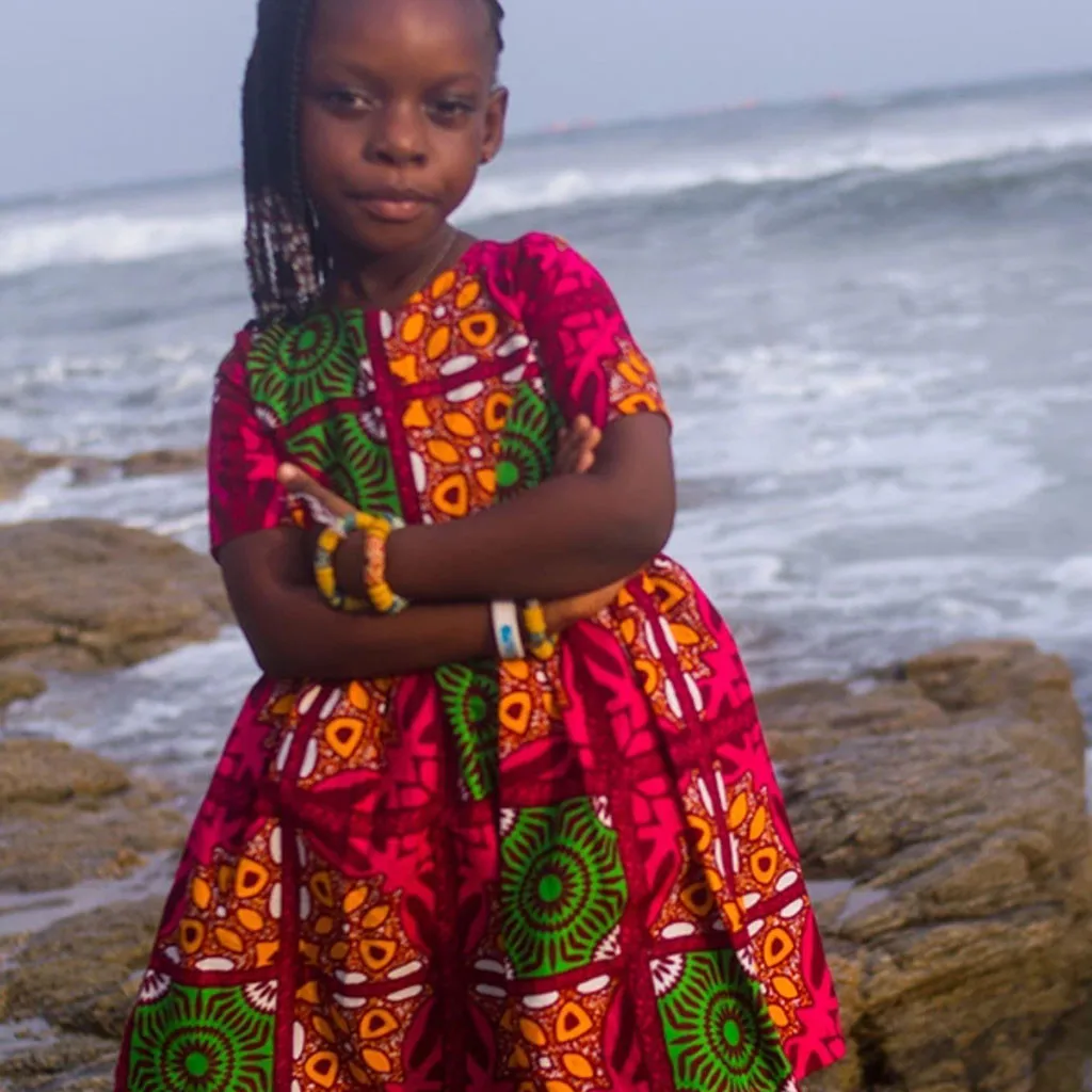 SAGACE/Детское платье для девочек в стиле ретро этнический стиль с цифровым принтом