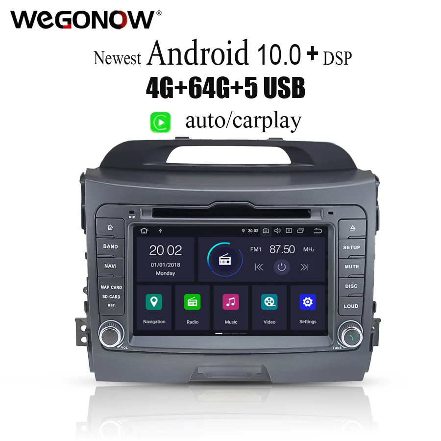 Автомобильный DVD плеер DSP PX6 IPS Android 10 4 ГБ ОЗУ 64 Гб ПЗУ GPS карта Wifi RDS радио Bluetooth 5 0 для
