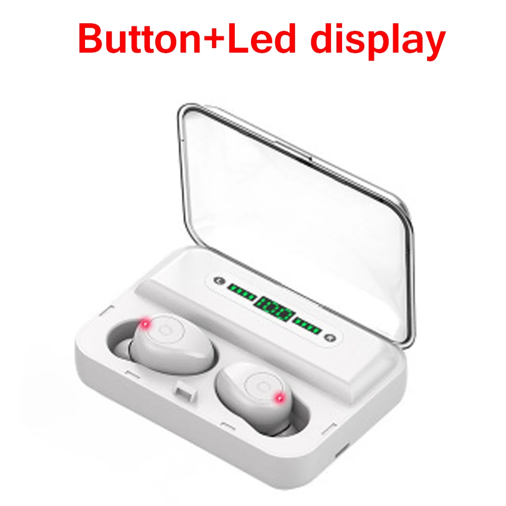 Button led white TWS светодиодный дисплей мини беспроводной стерео Bluetooth 5,0 наушники водонепроницаемый зарядный мини невидимая кнопка - Цвет: Button led white