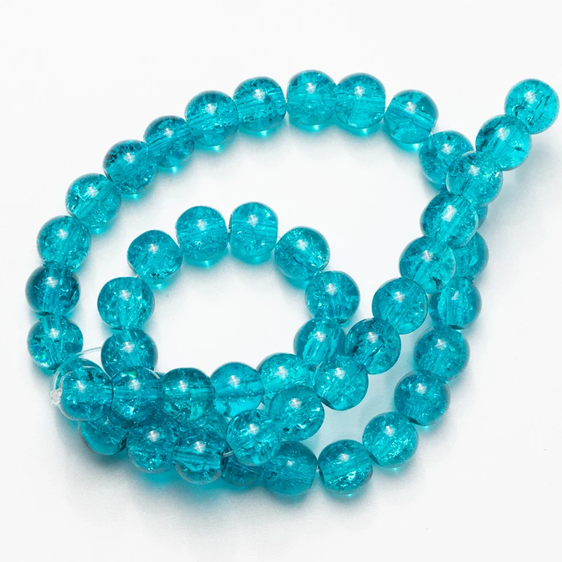 Оптовая продажа голубые треснувшие стеклянные бусины Шарм браслет круглые