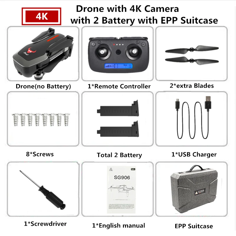 2 Black-4K-Epp Box Дрон SG906 4K gps Дроны с камерой HD бесщеточный Квадрокоптер сопротивляющийся сильному ветру селфи Квадрокоптер с камерой VS F11 B5W - Цвет: 2 Black-4K-Epp Box