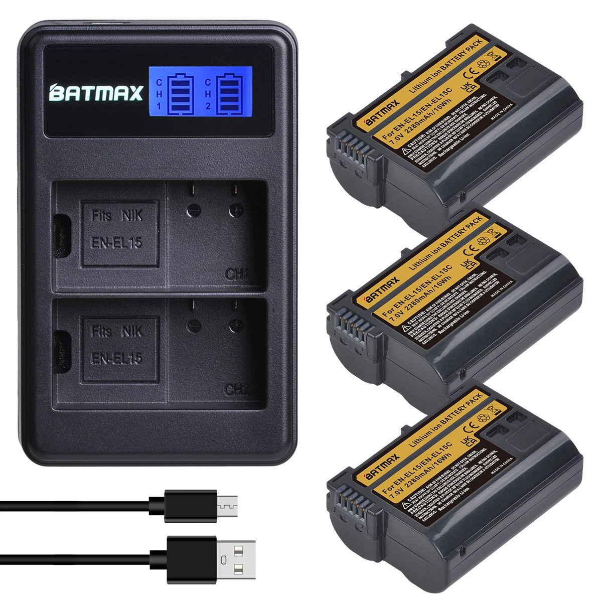 Batmax EN-EL15C RU EL15 Батарея + ЖК-дисплей USB Dual Зарядное устройство для Nikon Z5 Z6 II Z7 Z7II D600 D610