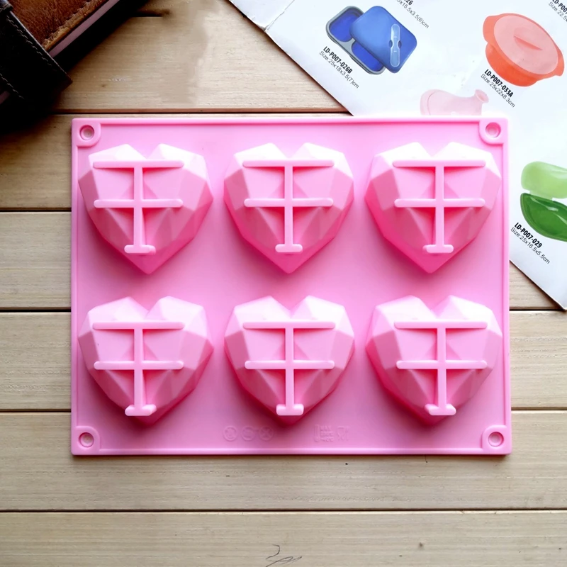 6 полости Алмазная любовь силиконовая форма для торта инструмент украшения любви