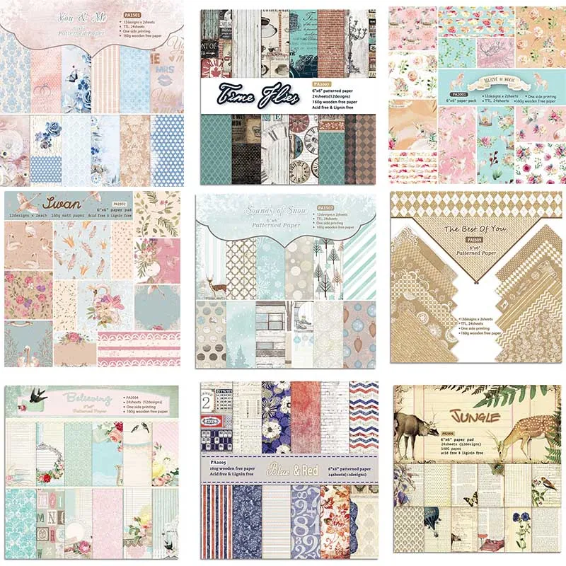 

12 Patterns/Set 6*6 Inch Craft Pattern Paper For Scrapbooking Background Decoration Paper Pad Cardstock Making DIY Scrapbookin