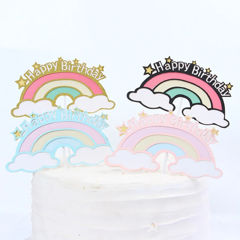 Двойной Радужный торт Топпер облако на день рождения Дети украшение для торта