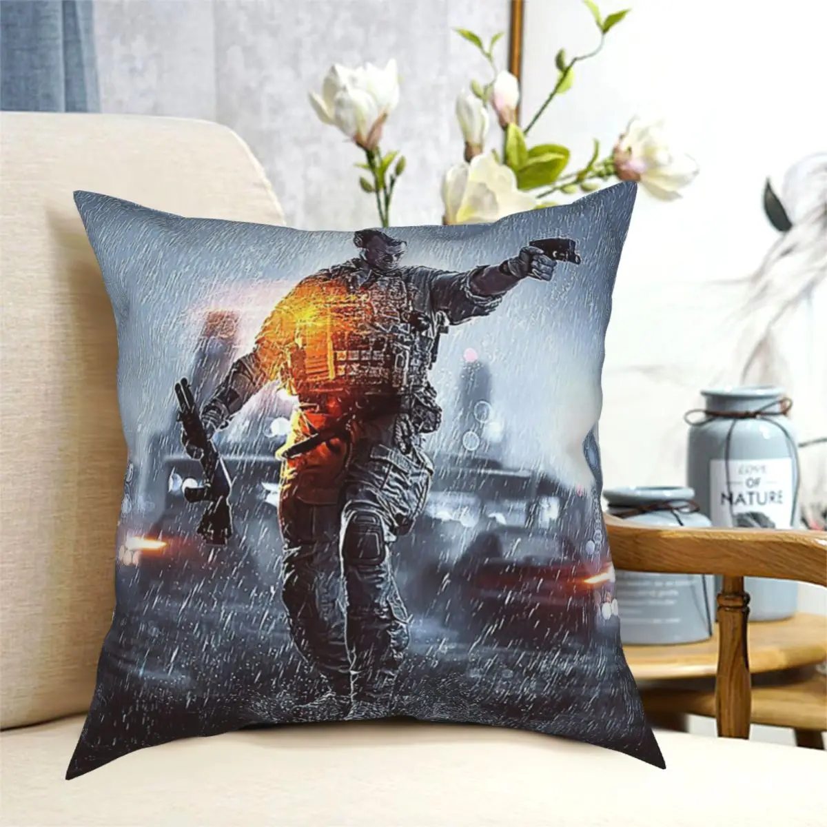 

Battlefield 4 Lone Soldier Gaming Throw Pillow Cushion Cover Decorative Pillowcases Case Home Sofa Cushions 40x40,45x45cm