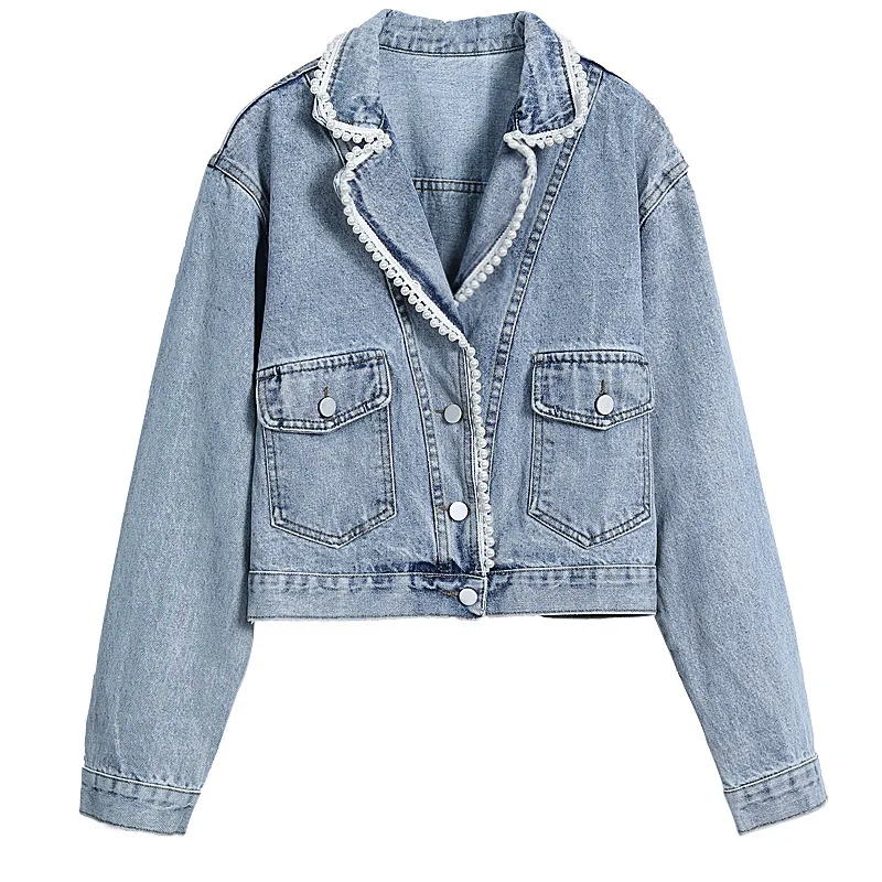 

Denim Jacket Women 2020 Autumn New Fashion Female Long Sleeve Single Breasted Rivet Outerwear Denim Coats Jacket