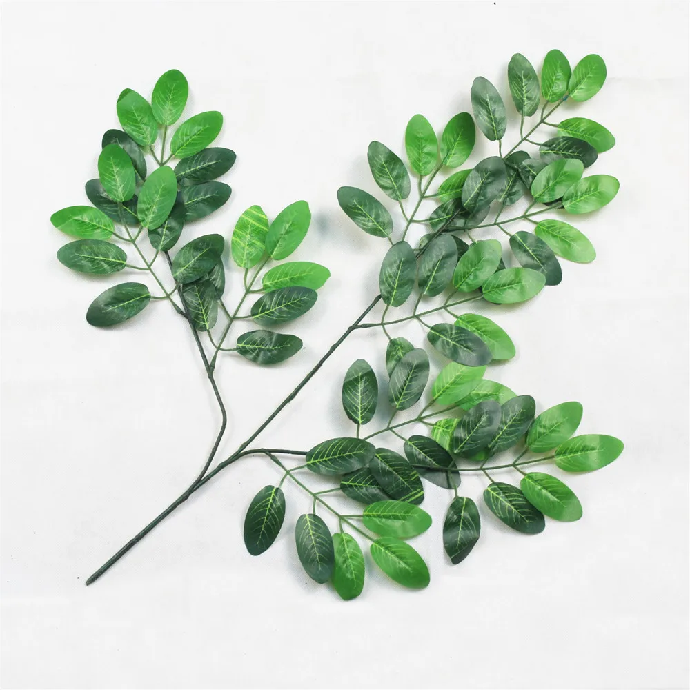Искусственные зеленые листья растений 50 листьев 3 ветви искусственное дерево