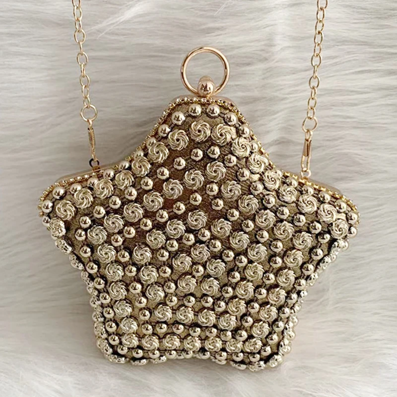 

New Fashion Star Shape Hard Metal Clutch Bag Female Evening Purse And Lady Bridesmaid Clutches CasualShoulder Crossbody Handbags