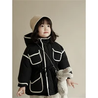 girls boys coat jacket plus velvet thicken 2021 loose warm winter overcoat top cardigan cotton kids childrens clothes