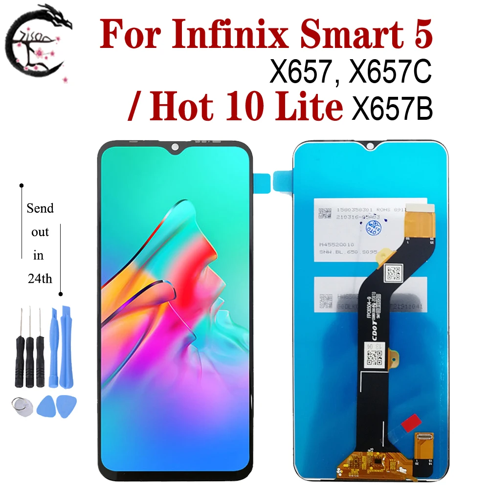 ЖК-дисплей 6,6 дюйма с рамкой для Infinix Smart 5 X657 X657C, популярный сенсорный ЖК-экран 10 Lite X657B с дигитайзером в сборе, замена