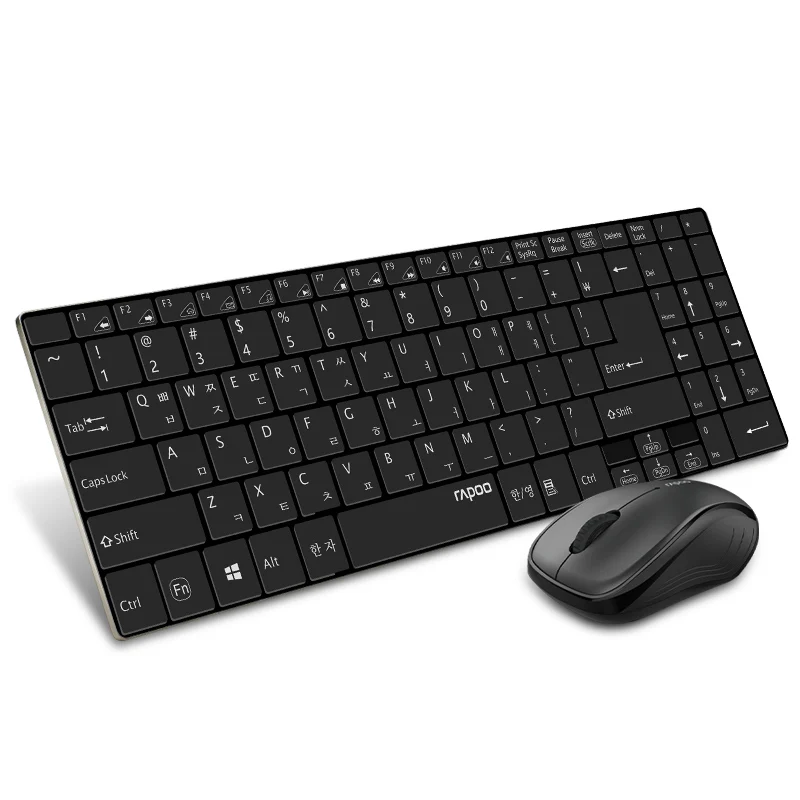 

Rapoo 9060 Korean Keyboard Mouse Set Multimedia Shortcut Keys Wireless Keyboard Mouse Long Life Battery English/Korean Layout