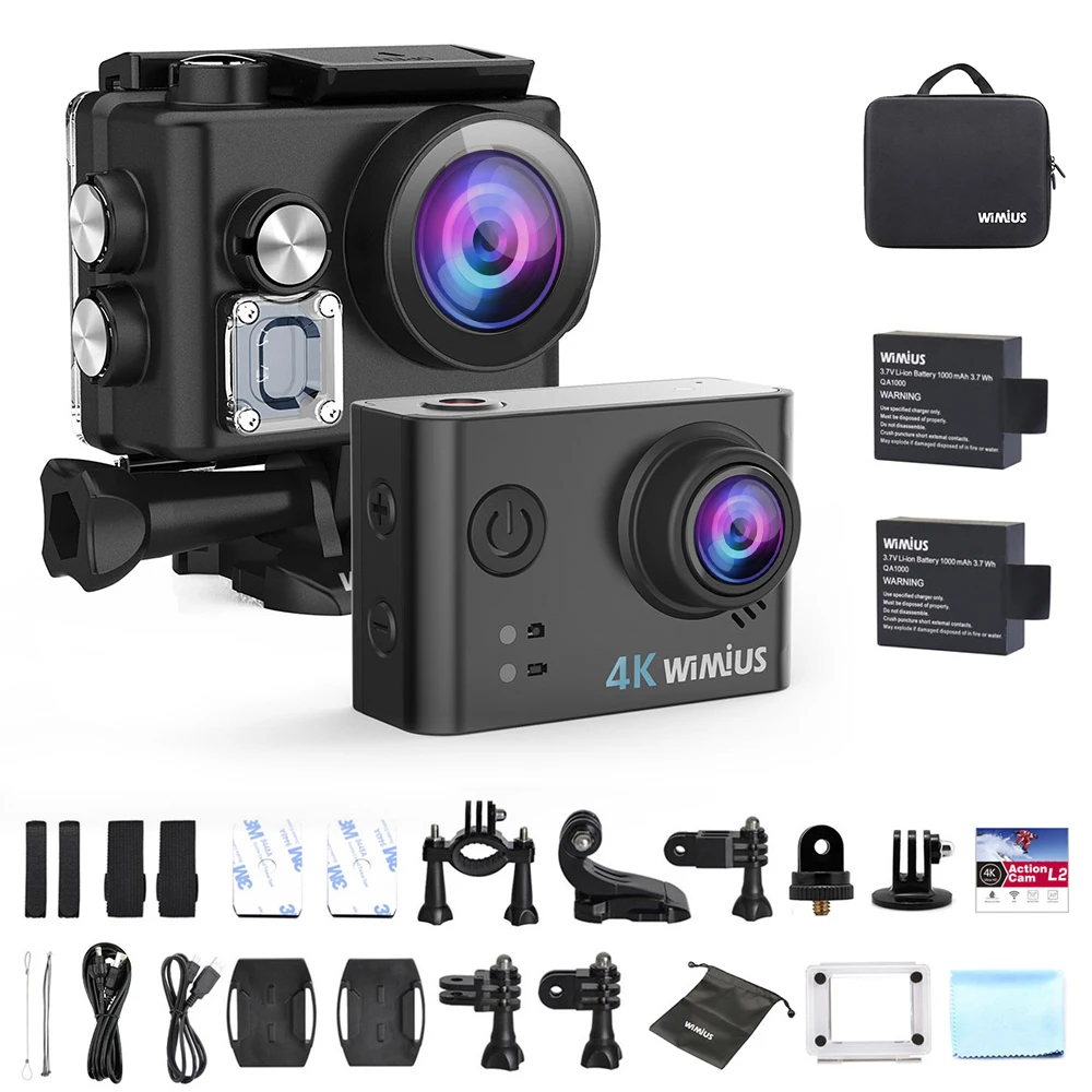 WIMIUS 4K wifi Спортивная экшн видеокамера HD 40m Водонепроницаемая камера дайвинга 12MP 170