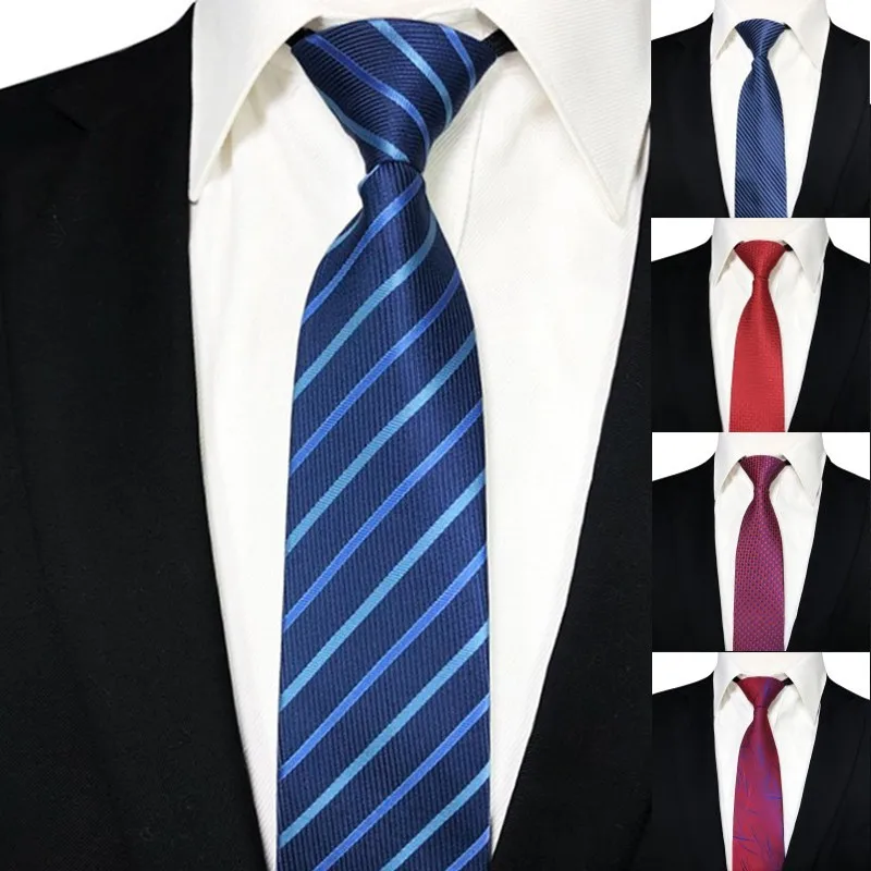 

8CM Fashion Male Zipper Tie Stripe Plaid Print Neck Tie for Gentleman Wedding Party Cravats Accessories