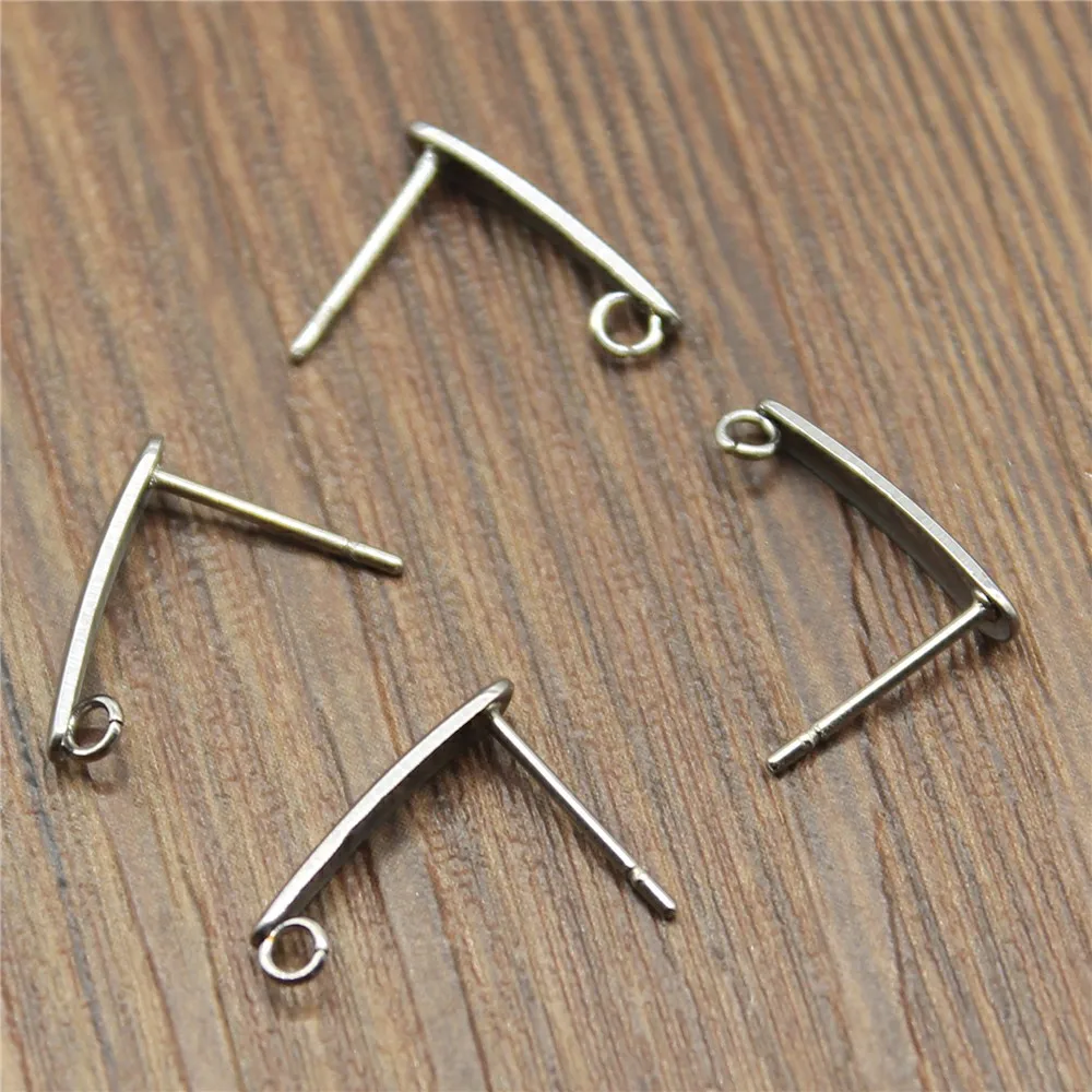 

20pcs 15x3mm Stainless Steel Simple Earring Findings Earrings Clasps Hooks For DIY Jewelry Making Accessories High Quality