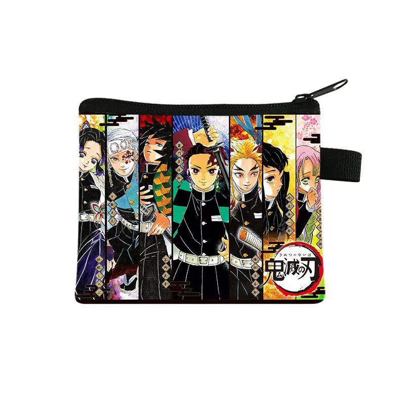 

Anime Demon Slayer: Kimetsu no Yaiba Tanjirou Nezuko Zenitsu Coin Purse with zipper Printed Short Wallet Key Holder Card Bag