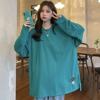 korea harajuku bear long sleeve t shirt women 2021 kawaii solid t shirt 90s long sleeve tee women urban kpop top gothic tops y2k