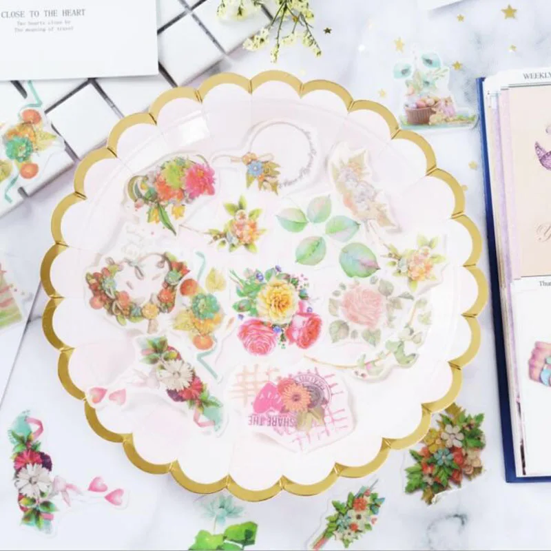

40pc Creative Beautiful Flowers Beautiful Stickers Stickers DIY Decoration Diary Scrapbook Label Children Stationery Gift