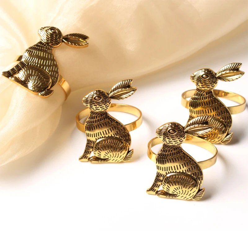 

12PCS Easter Rabbit Napkin Ring Holder Metal Napkin Holder Table 667A