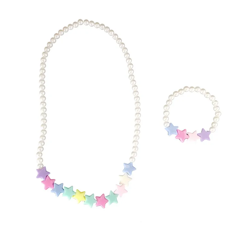 Hot New Mode Style 5Pcs Multicolor Children Necklace Acrylic star ball Beaded For Promotion Birthday Gift |