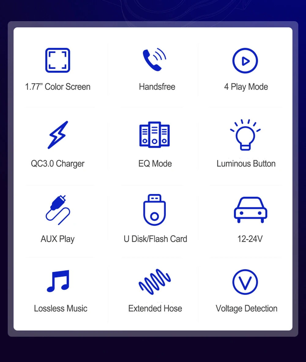 JINSERTA QC3.0, зарядное устройство, режим эквалайзера, автомобильный Bluetooth 5,0, fm-передатчик, громкая связь, 1,77 дюймов, TFT цветной экран, автомобильный комплект, поддержка AUX/TF/U диска