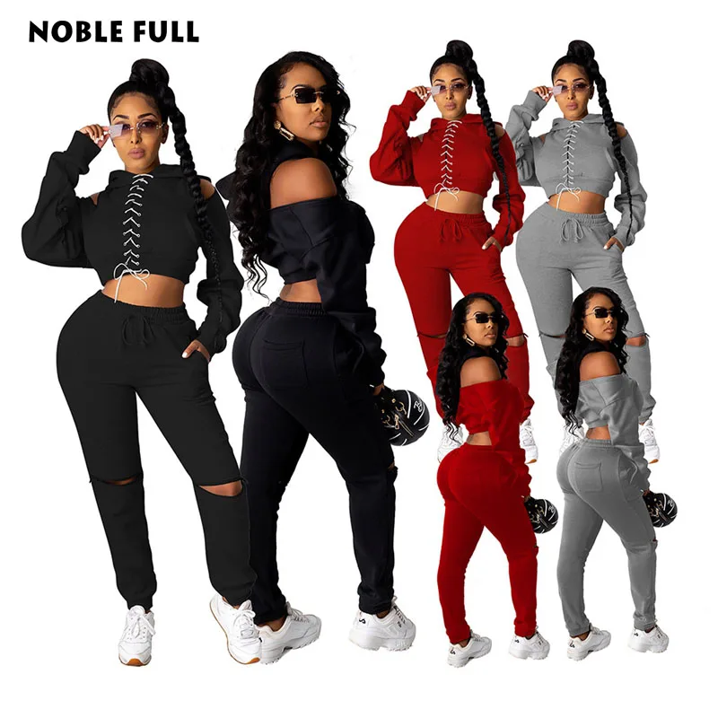 

Спортивный комплект из двух предметов для женщин, толстовка с капюшоном, Корн, крест, бандаж, топы с длинными рукавами, сексуальные штаны-кар...