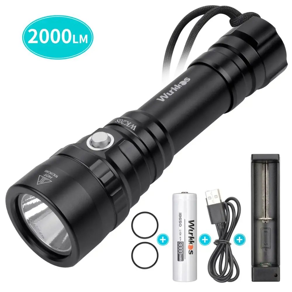 Мощный фонарик для дайвинга WK20S XHP35 HD 2000lm 18650|Фонарики и осветительные приборы| |