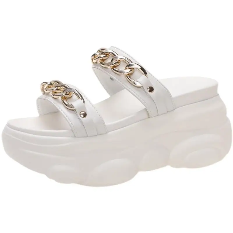 

Outdoor Slippers Ins Trendy Women's Small 2021 New Summer Height Increasing Insole Chain All-Match Leisure Platform Thick Bottom
