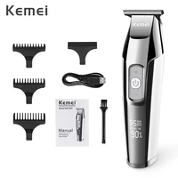 kemei professional hair clipper lcd digital display 0mm baldheaded mens electric razor cordless beard trimmer haircut machine