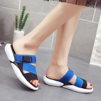 fashion open toe sports sandals t shaped buckle thick heel platform shoes 2021 womens summer flat casual shoes womens slippers