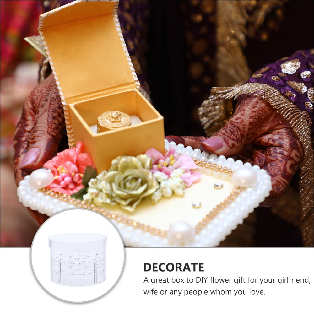 

1pc Round Acrylic Flower Preservation Box Valentine's Day Gift Transparent Box